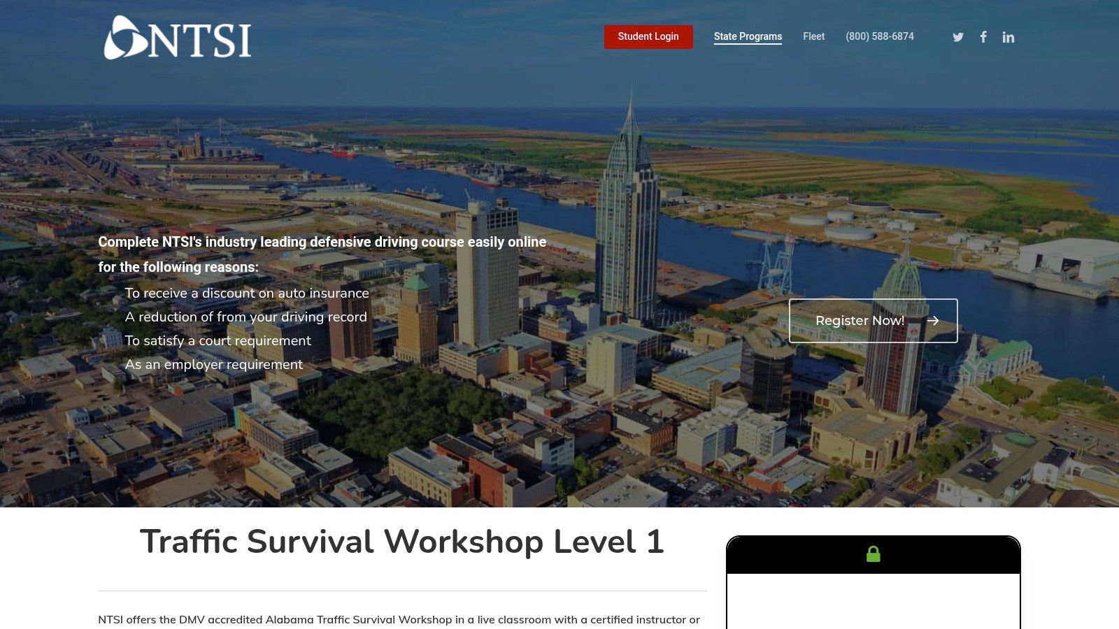 National Traffic Safety Institute (NTSI) – Alabama Traffic Survival Workshop