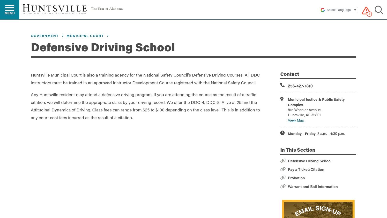 Huntsville Municipal Court – Defensive Driving School (NSC)