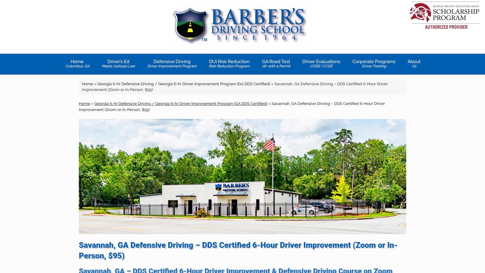 Barber’s Driving School, Savannah (live Zoom / in-person)