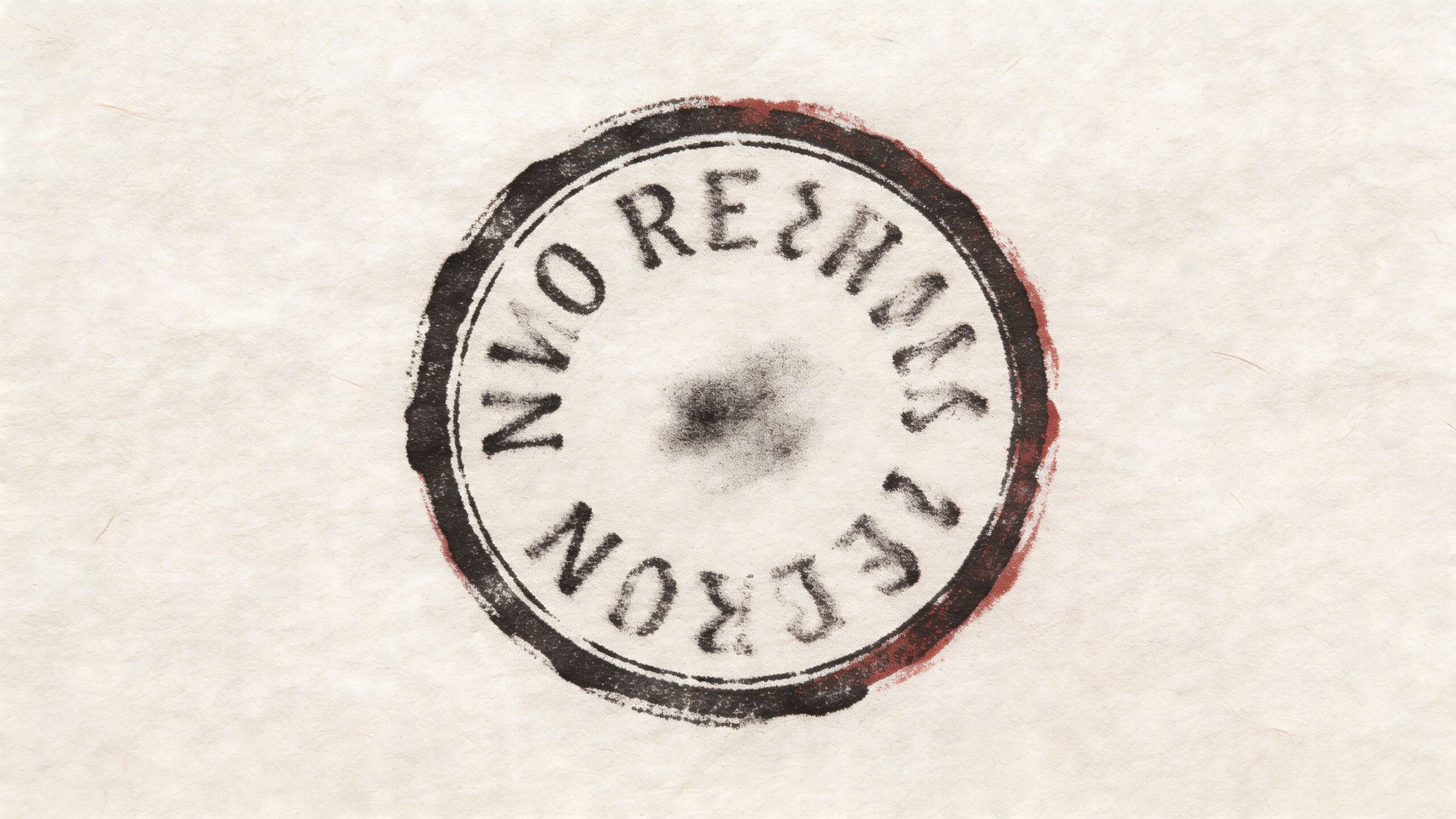 A circular stamp with the text NO RECORDS FOUND printed on textured, off-white paper background.