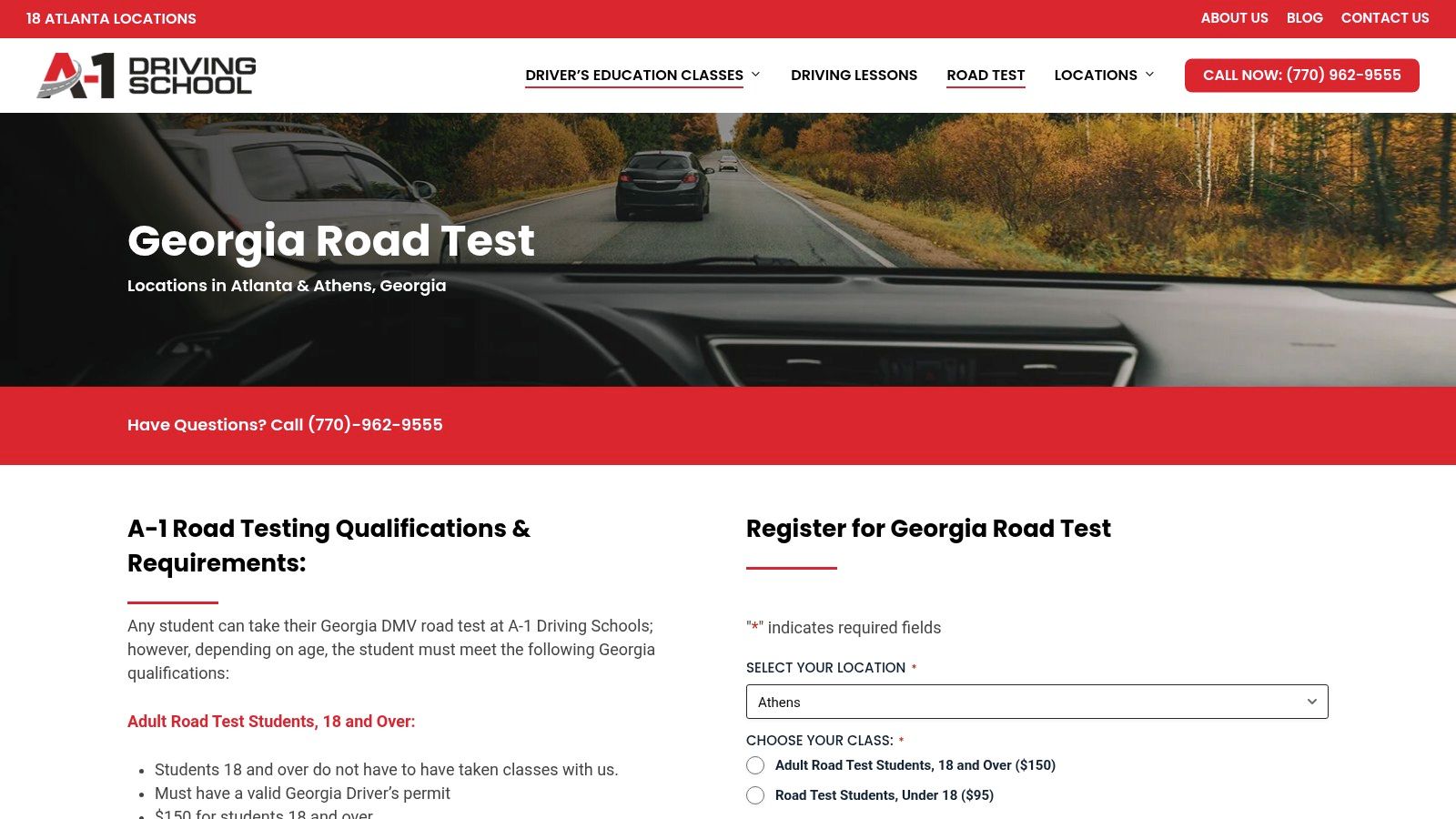 A-1 Driving School – On‑Site Road Testing