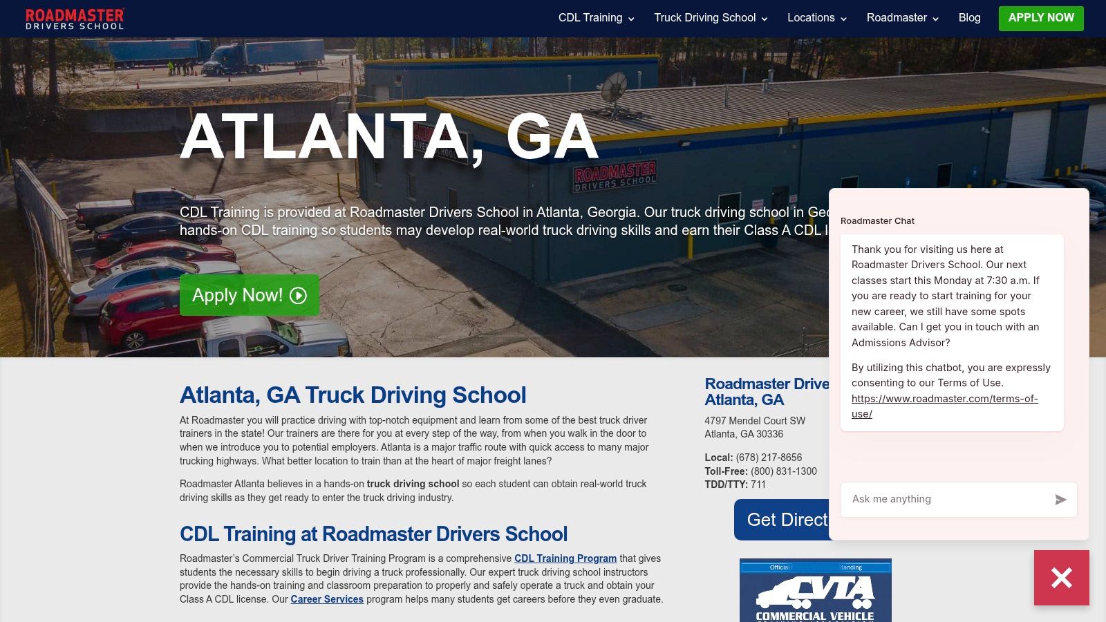 Roadmaster Drivers School, Atlanta (Lithia Springs)