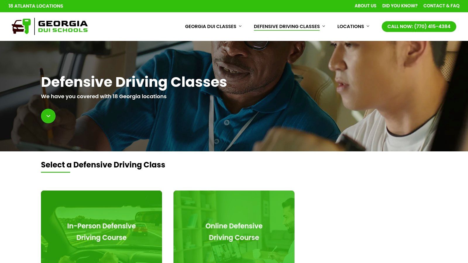 Screenshot from https://georgiaduischools.com/defensive-driving/